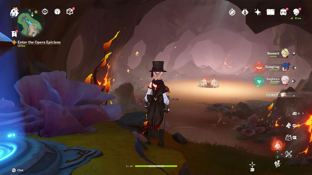 Скриншот арены босса Crablord of Fire and Iron в Genshin Impact.