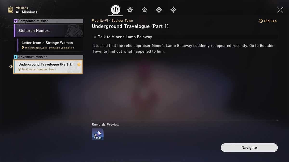 Screenshot of Underground Treasure Hunt quest page in Honkai: Star Rail.