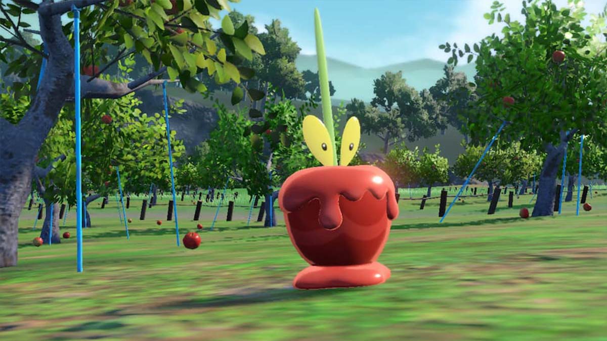 Screenshot of Pokémon Scarlet and Violet evolution Dipplin in The Teal Mask DLC trailer.