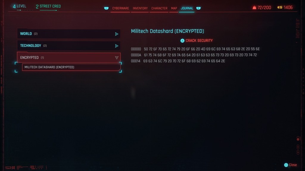 how to hack into the Cyberpunk 2077 2.0 Militech datashard
