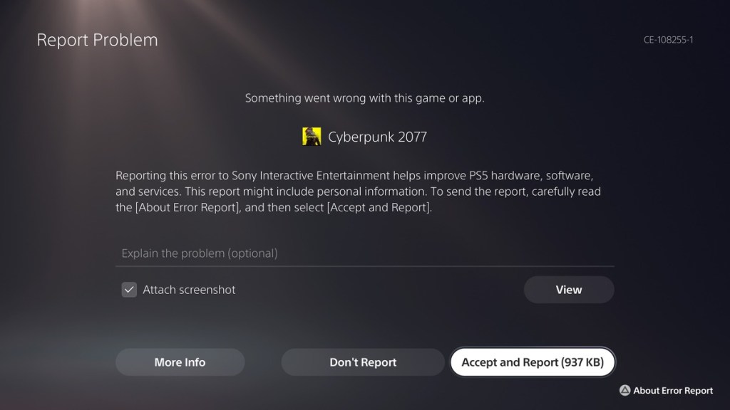 Cyberpunk 2077 2.0 crashes PS5