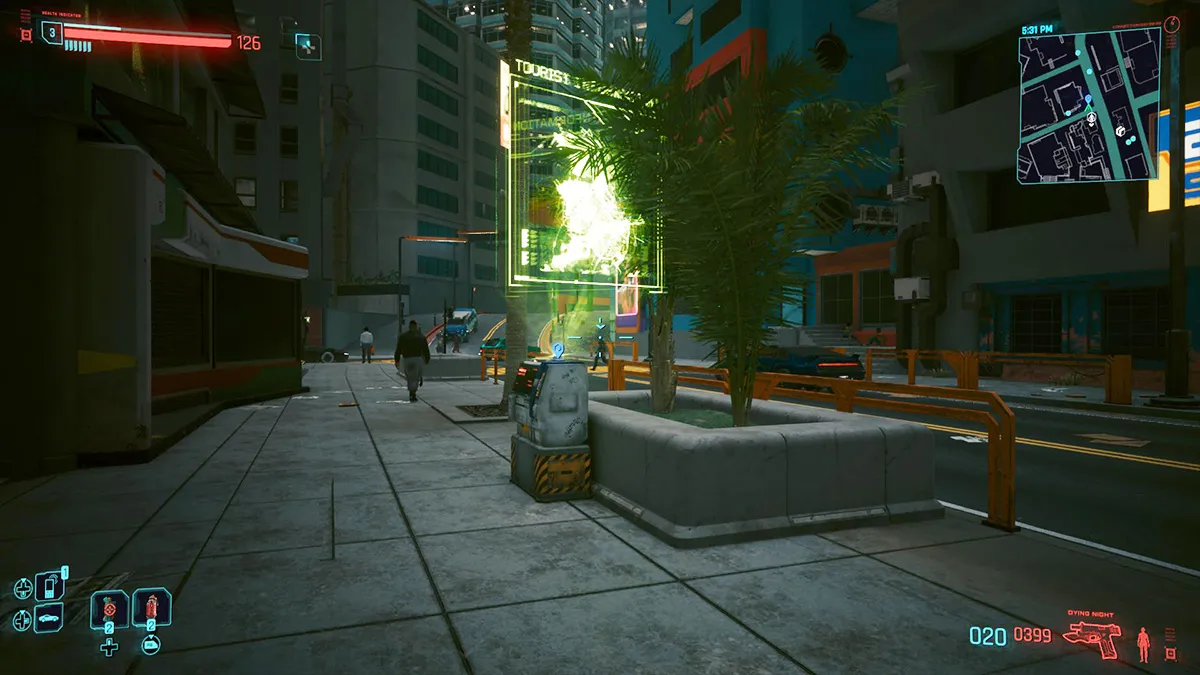 Screenshot of the Fast Travel terminal in Cyberpunk 2077 2.0
