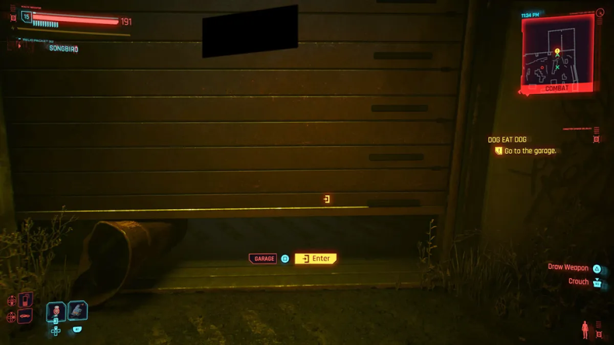 Скриншот двери гаража Dog Eat Dog DLC ​​Cyberpunk 2077 Phantom Liberty
