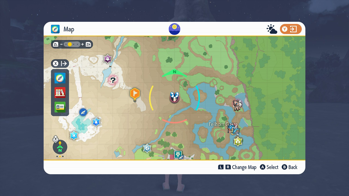 Screenshot of Fezandipiti map location in Pokemon Scarlet and Violet The Teal Mask