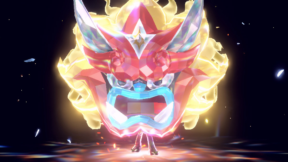 Screenshot of Hearthflame Mask Ogerpon form in Pokemon Scarlet and Violet The Teal Mask