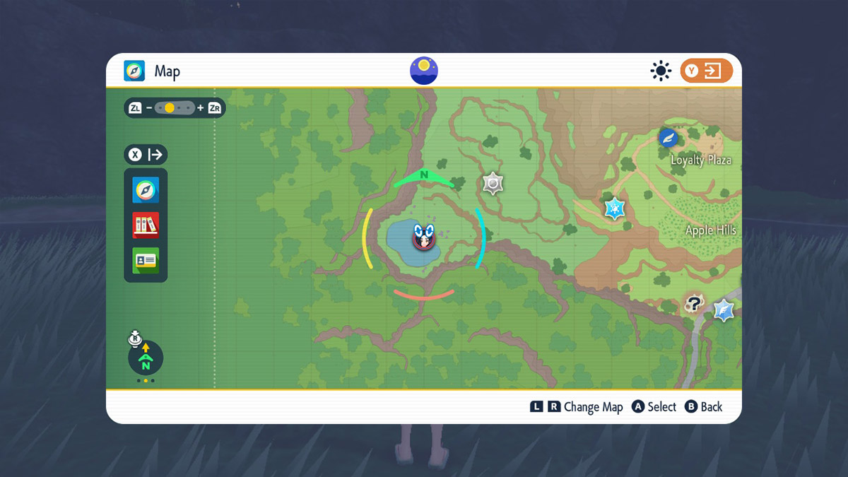 Screenshot of Munkidori map location zoomed in Pokemon Scarlet and Violet The Teal Mask