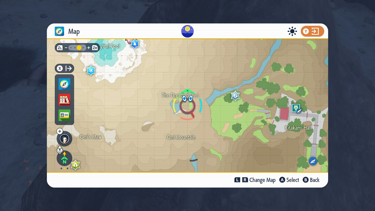 Screenshot of Ogerpon map zoomed location in Pokemon Scarlet and Violet The Teal Mask