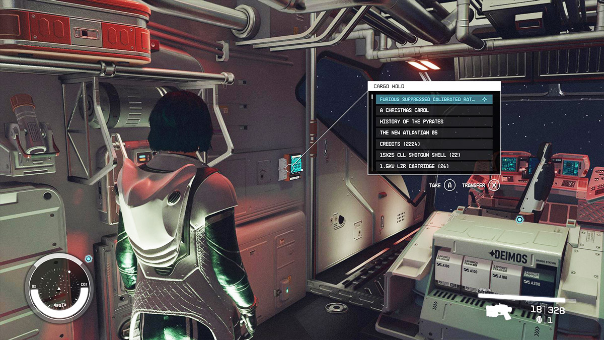 Screenshot of ship cargo space location in Starfield.