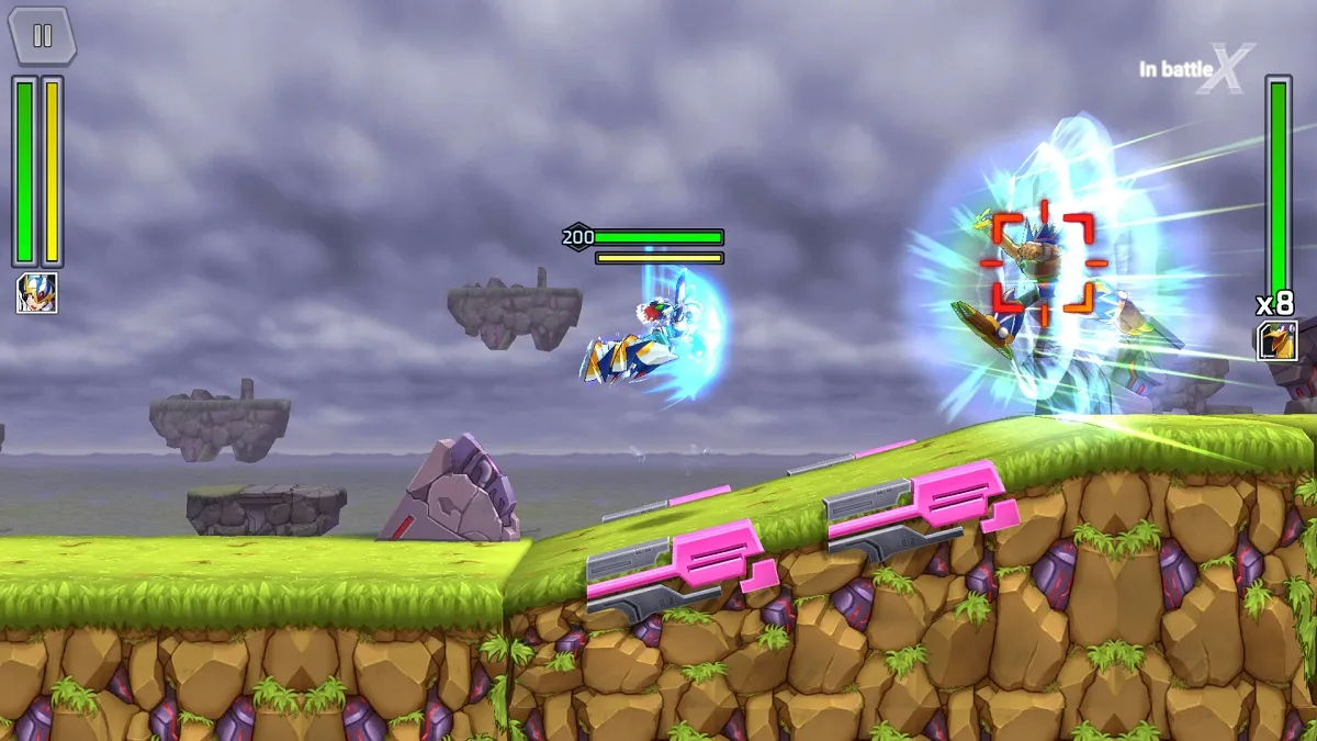 MEGA MAN X DiVE Offline - Mega Man X rushing toward Overdrive Ostrich
