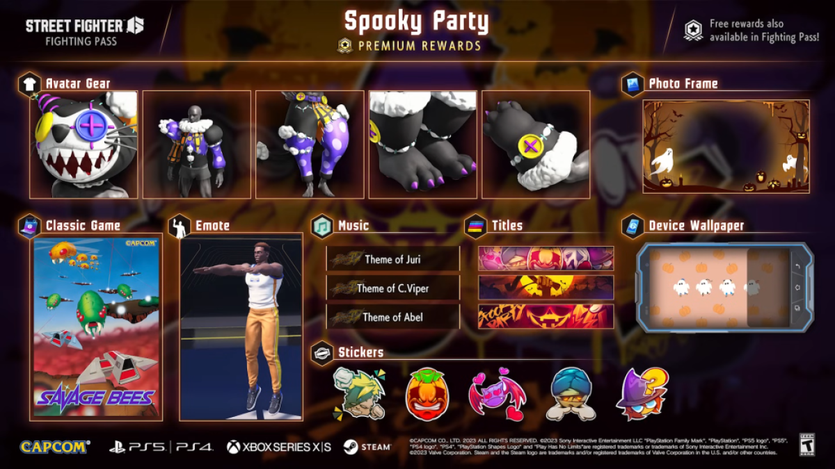 Street Fighter 6 - Spooky Party Fighting Pass details