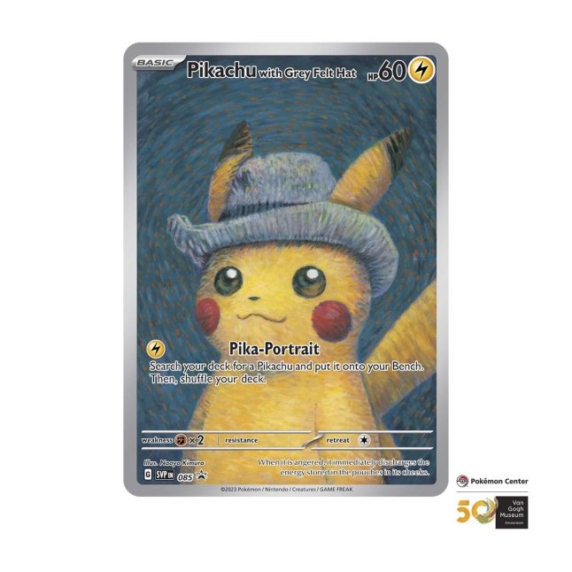 Van Gogh Museum Pikachu with Grey Felt Hat Pokemon Card Returning  