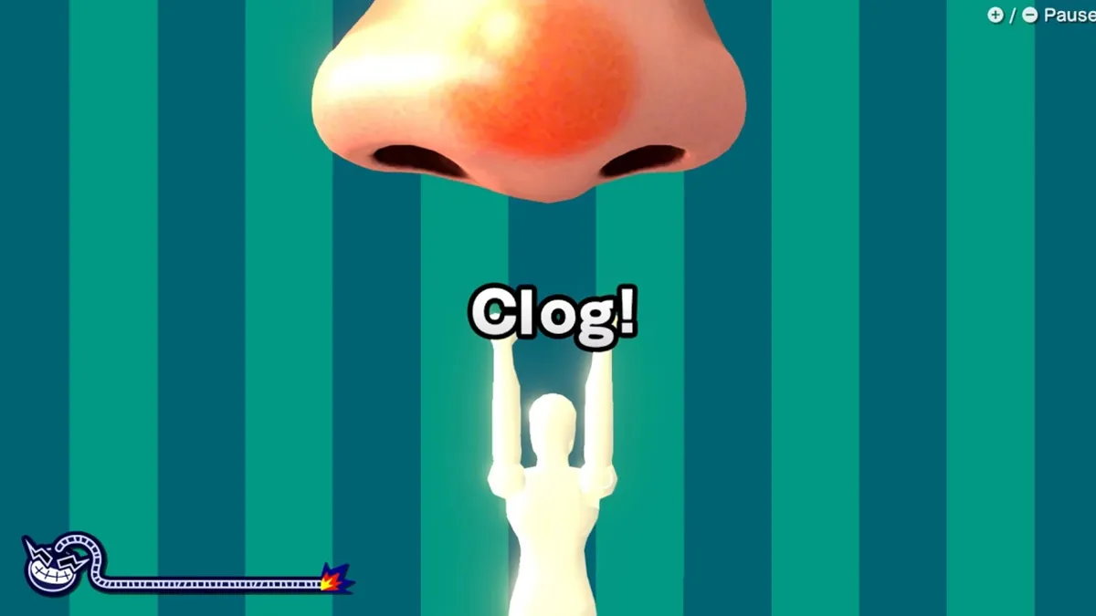 Screenshot of nose game in WarioWare: Move It!