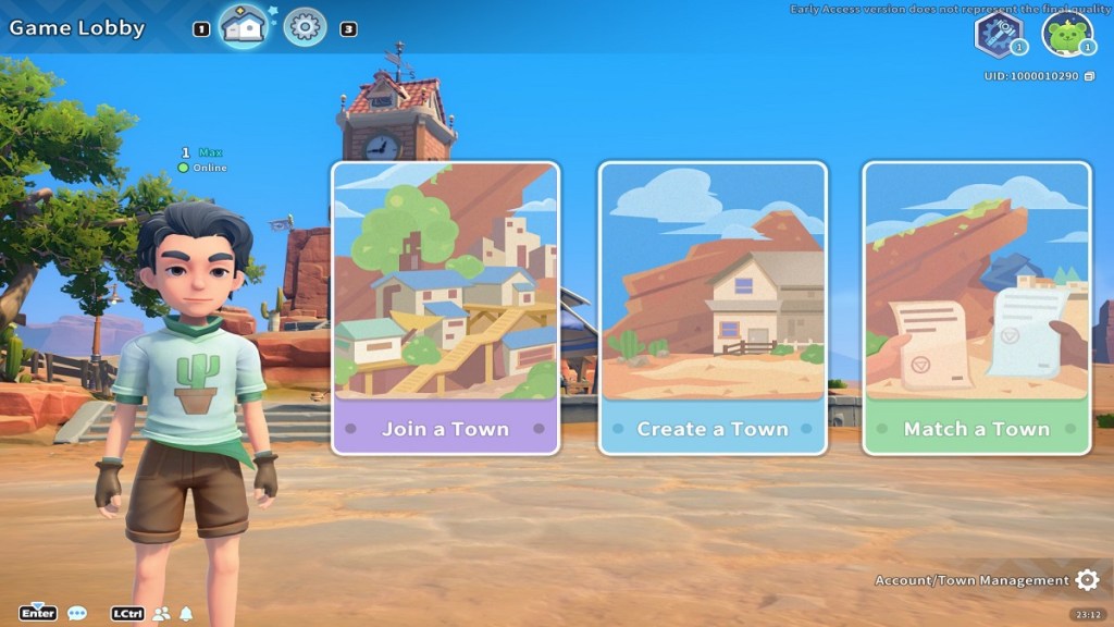 Multiplayer options in My Time at Sandrock