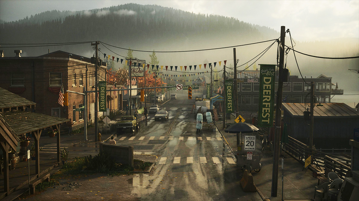 Screenshot of Bright Falls in Alan Wake 2