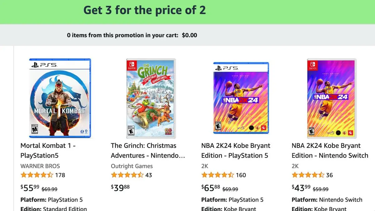 Amazon Buy 2 Get 1 Free Games Sale Starts