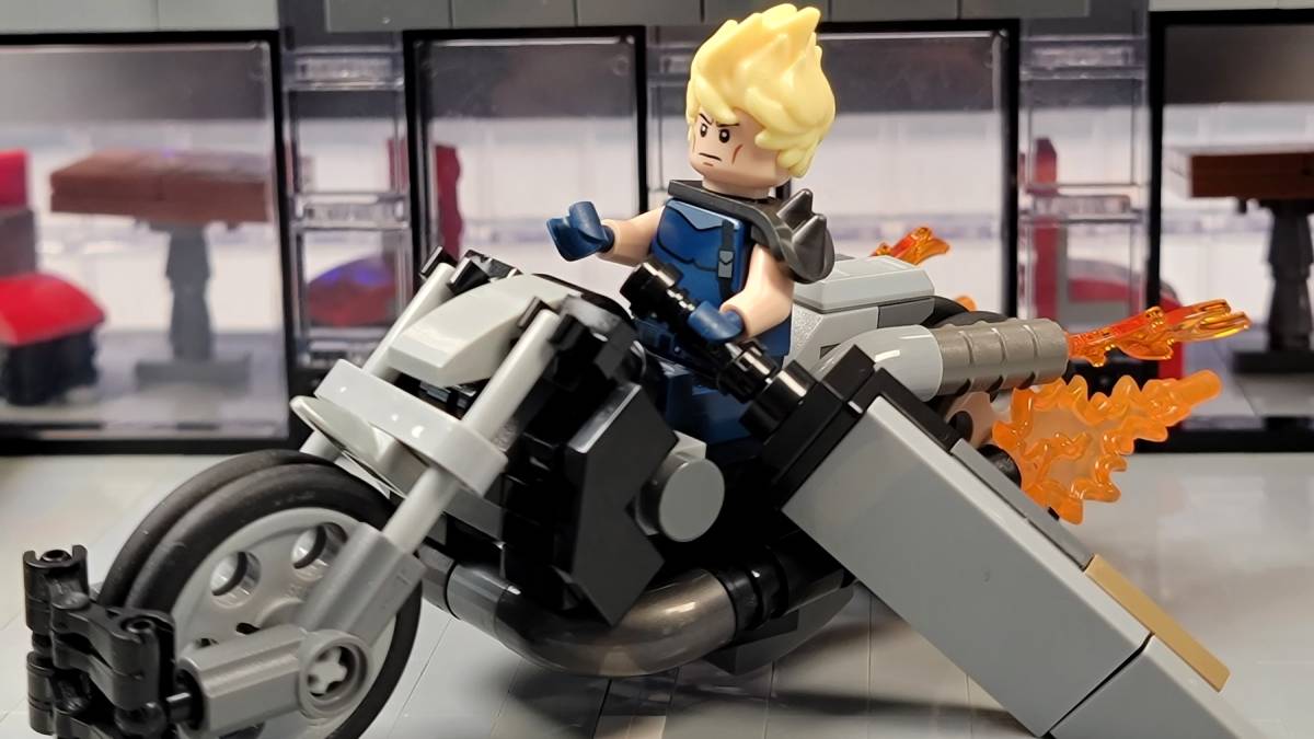 Final Fantasy VII Lego Scene Features Cloud and His Motorcycle