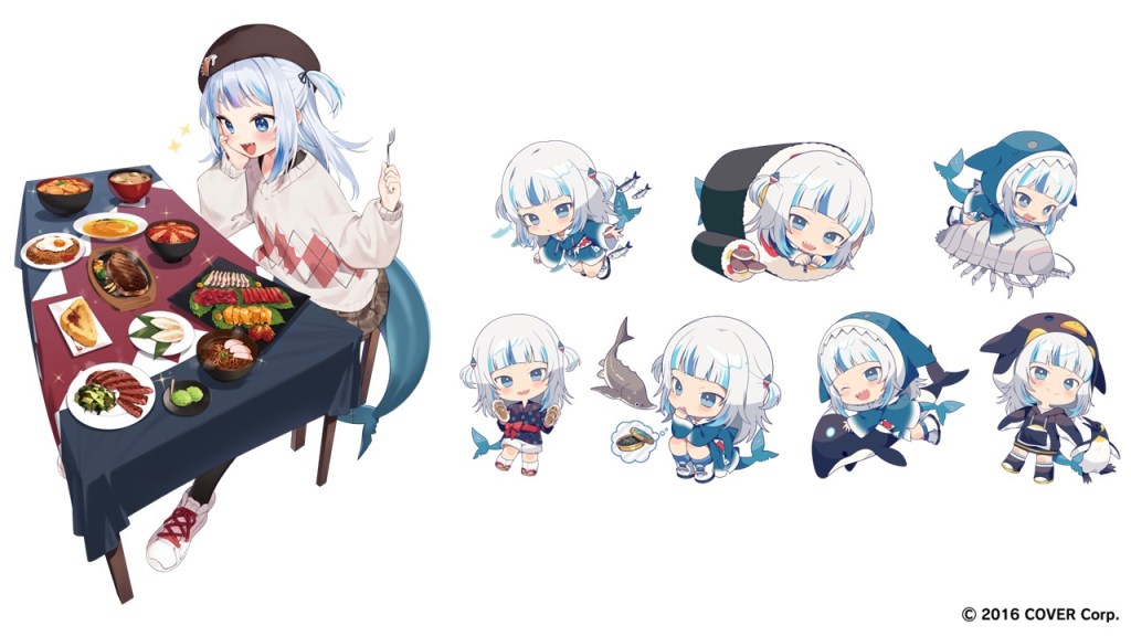 Gawr Gura collaboration illustrations in Sendai