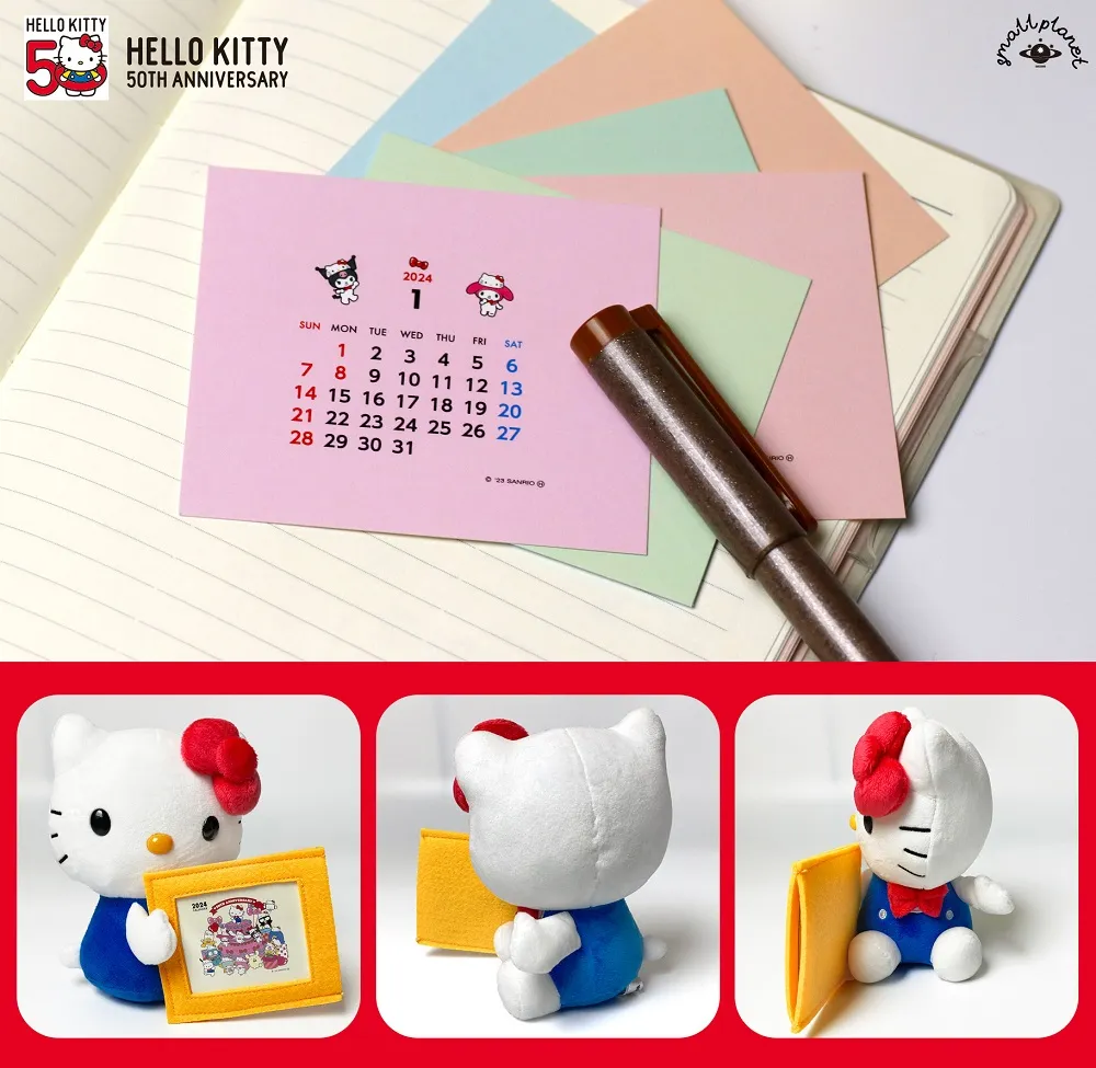 Hello Kitty 50th anniversary plush calendar with cards