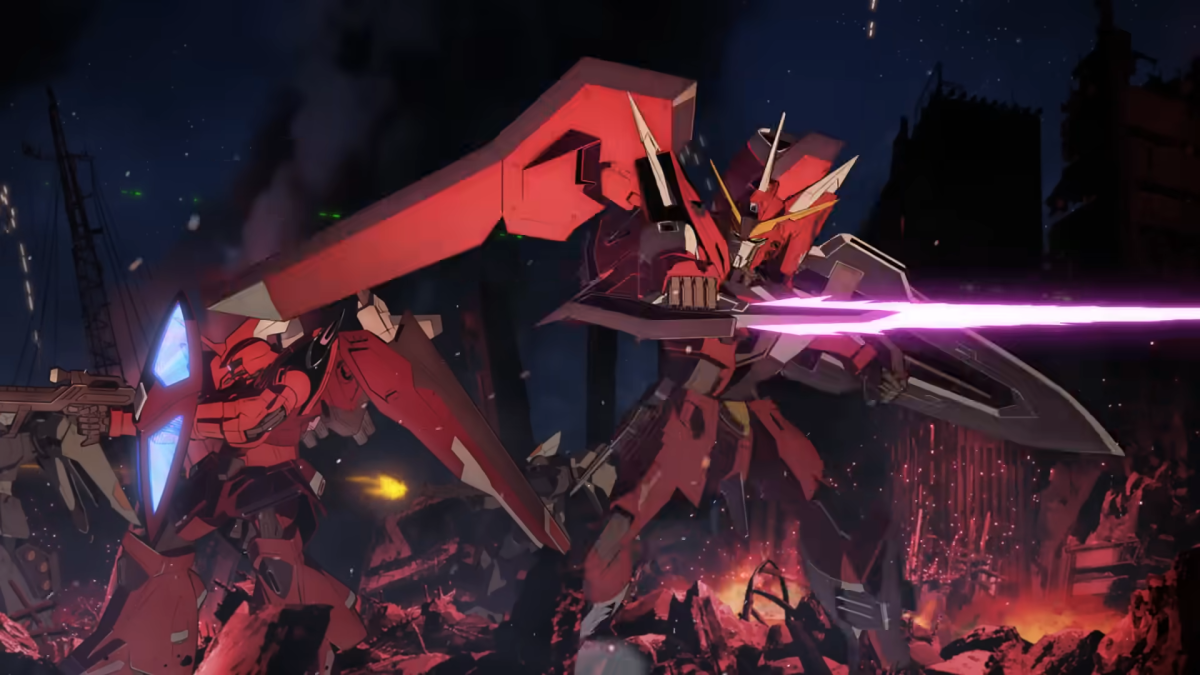 Immortal Justice Gundam in Mobile Suit Gundam SEED Freedom - theme song is "Freedom" by Takanori Nishikawa and Tetsuya Komuro