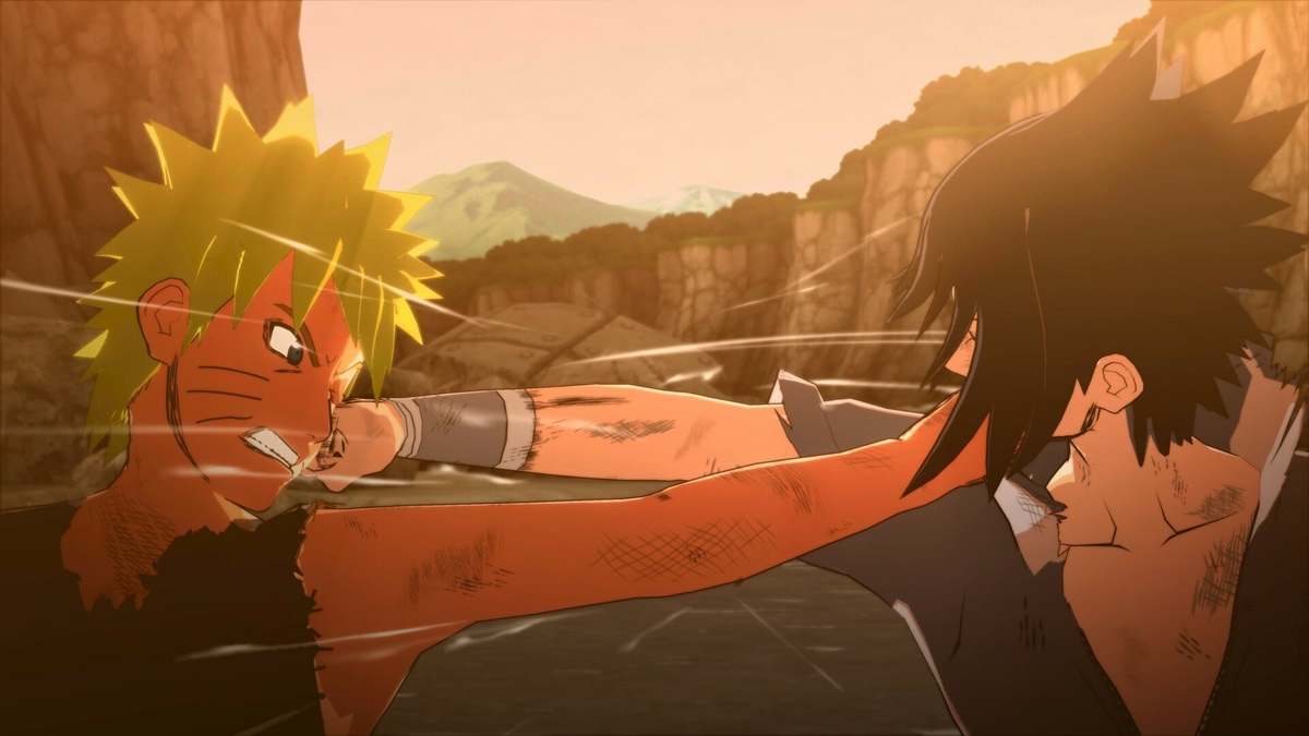 Naruto and another ninja exchange blows