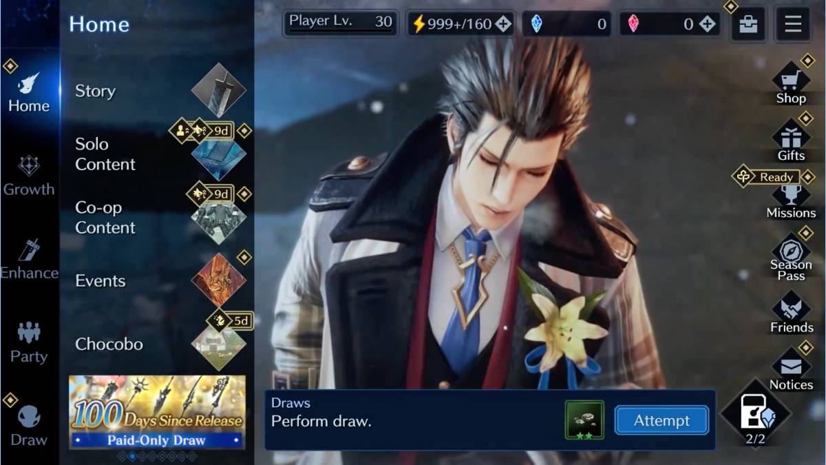 FFVII Ever Crisis Holiday Suit Zack Trailers Shared