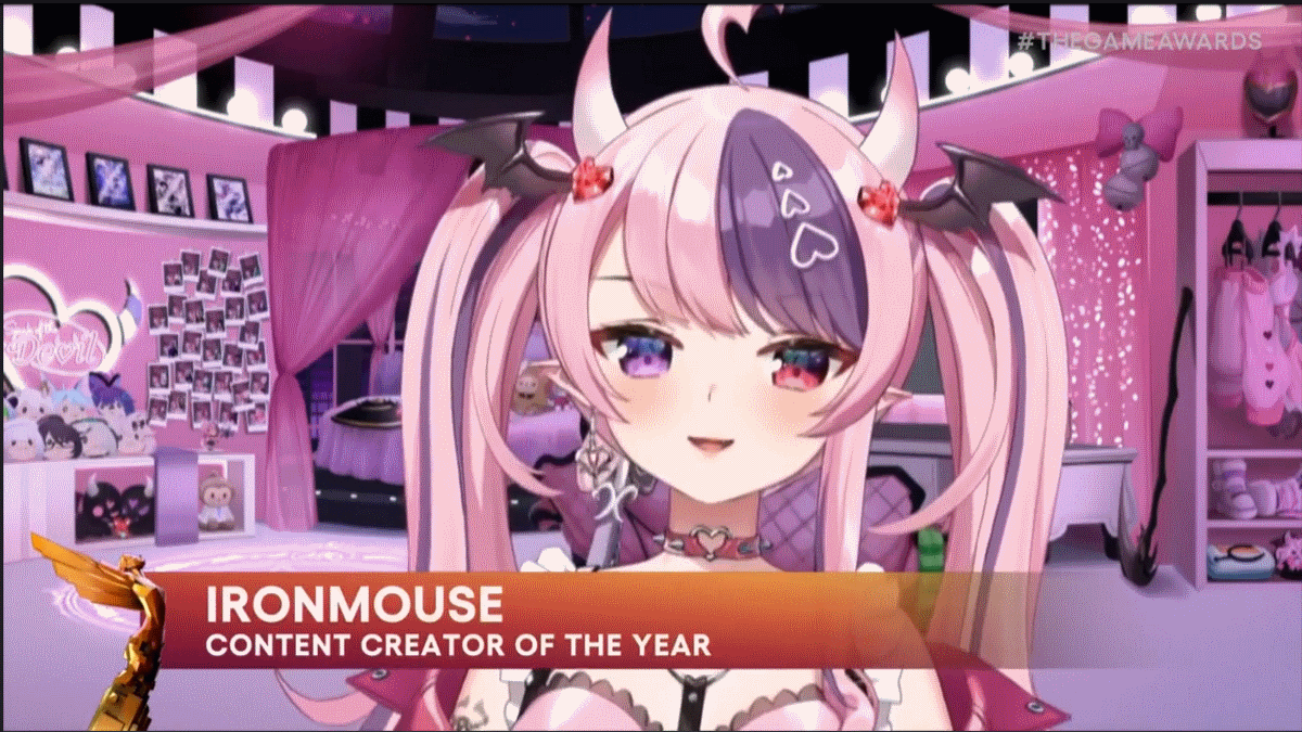 Vtuber and Twitch streamer Ironmouse wins Content Creator of the Year award  at the 2023 The Game Awards