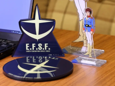 Gundam logo acrylic stands that can glow in dark