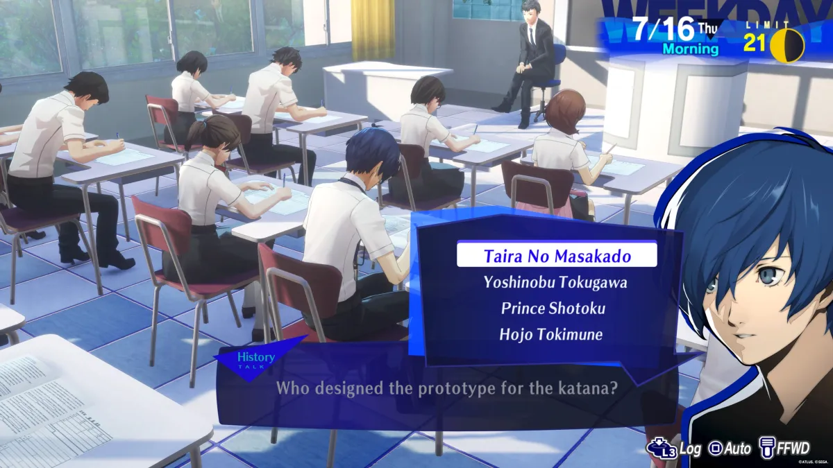 Here are all the Persona 3 Reload classroom and exam test answers in chronological order