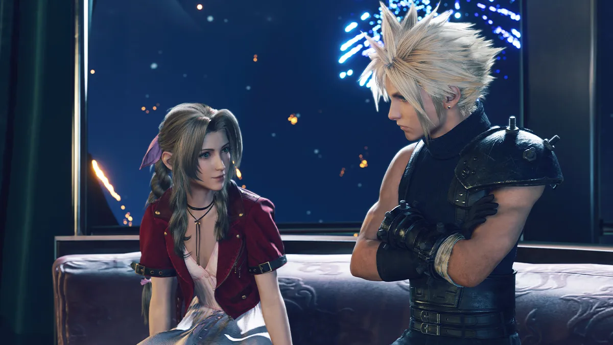 Aerith and Cloud on the Gold Saucer date in Final Fantasy 7 Rebirth