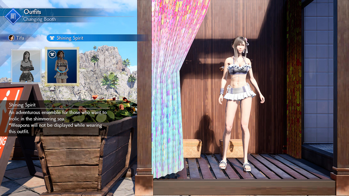 Screenshot of Tifa swimsuit in Final Fantasy VII Rebirth
