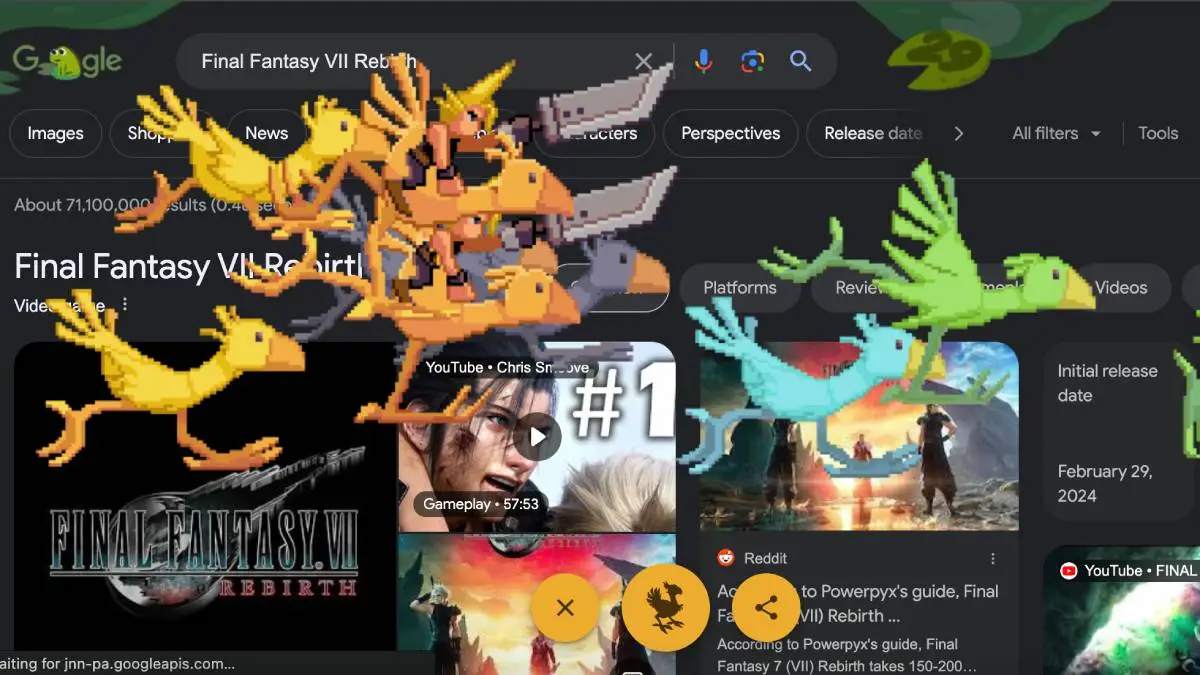 Google Chocobo to See Cloud and Chocobos in Honor of FFVII Rebirth