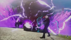 Jujutsu Kaisen Cursed Clash - a sorcerer stands before a purple maelstrom.