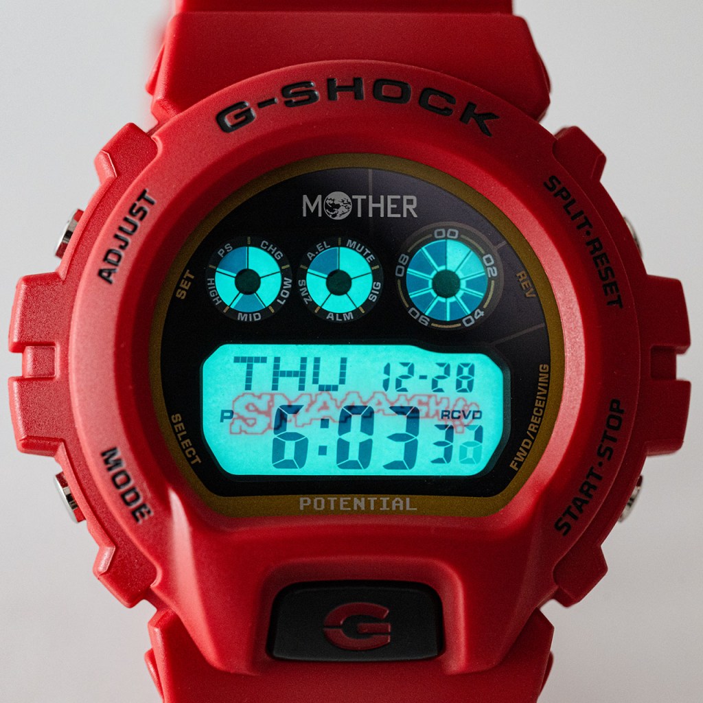 Mother Earthbound G-Shock watch - lights on