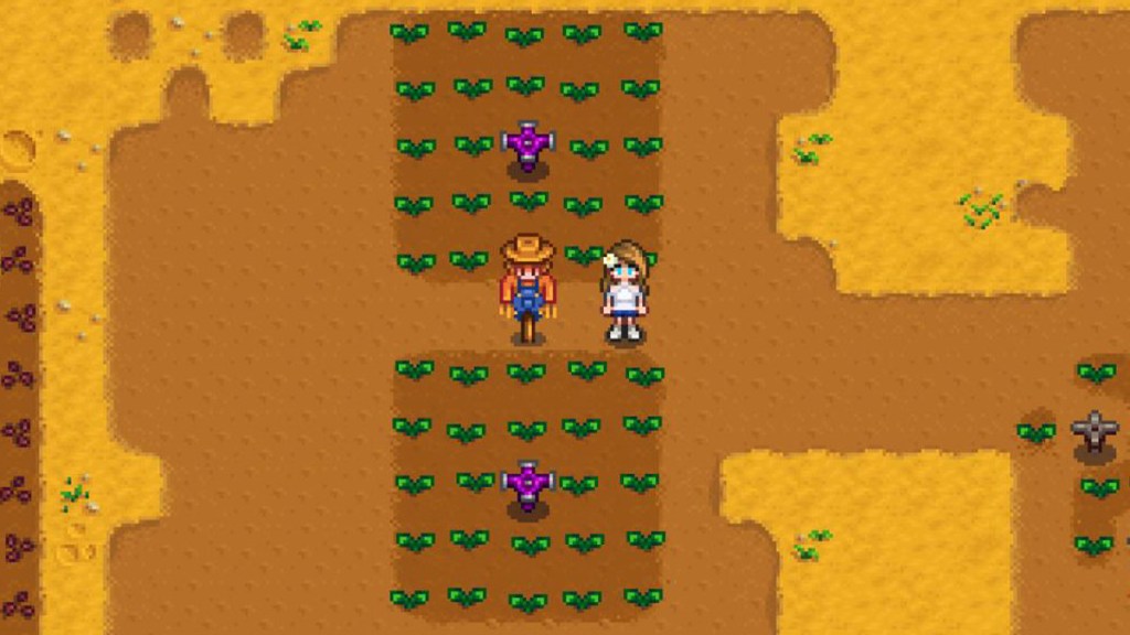 Screenshot of Late game Sprinkler Layout in Stardew Valley