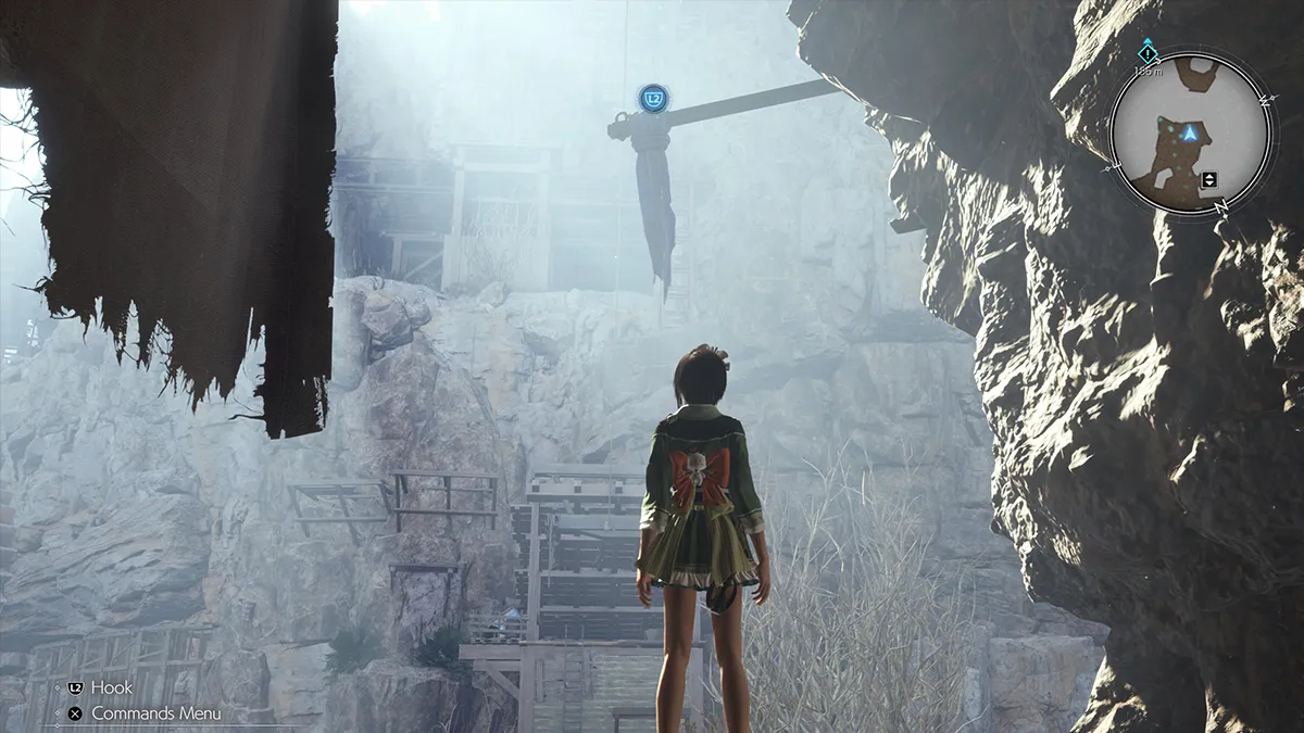 Screenshot of FF7 Rebirth Coal Mines Yuffie Canyon Grappling Hook 1