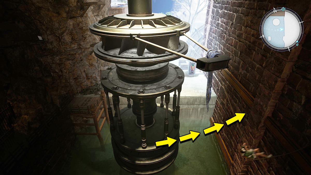 Screenshot of FF7 Rebirth Chapter 7 Yuffie turning Wheel