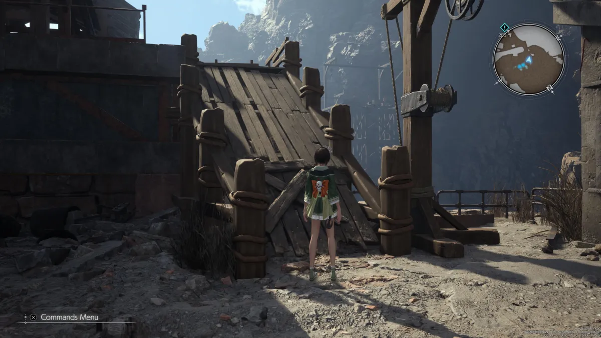 Screenshot of FF7 Rebirth Chapter 7 Yuffie wooden ramp