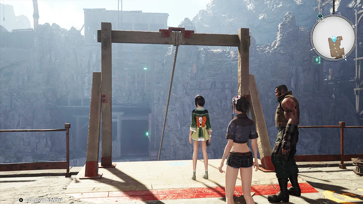 Screenshot of FF7 Rebirth Chapter 7 Yuffie Zipline 1