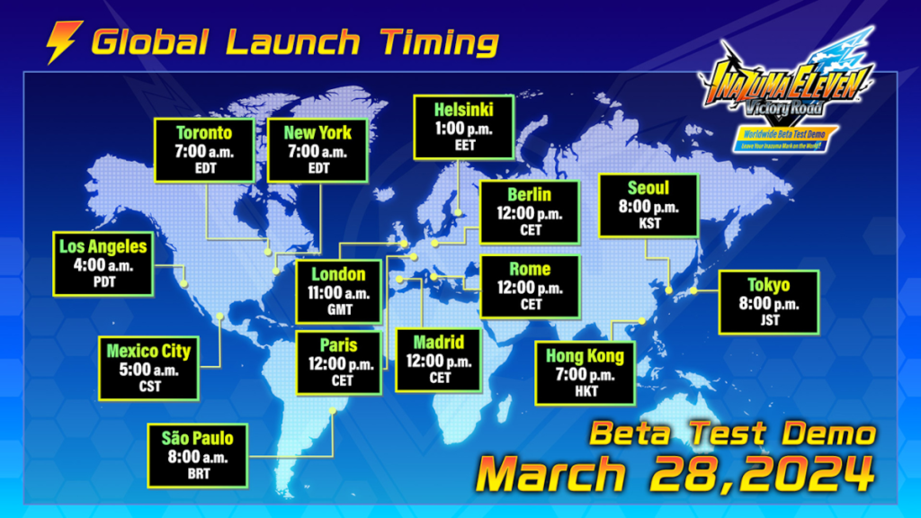Inazuma Eleven Victory Road global beta test - launch times