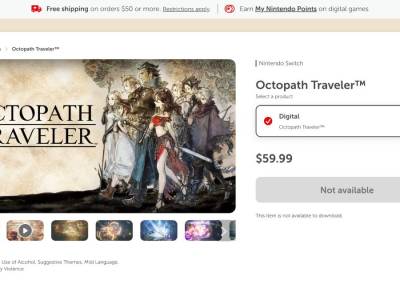 Octopath Traveler Switch eShop Page Showing It as ‘Not Available’