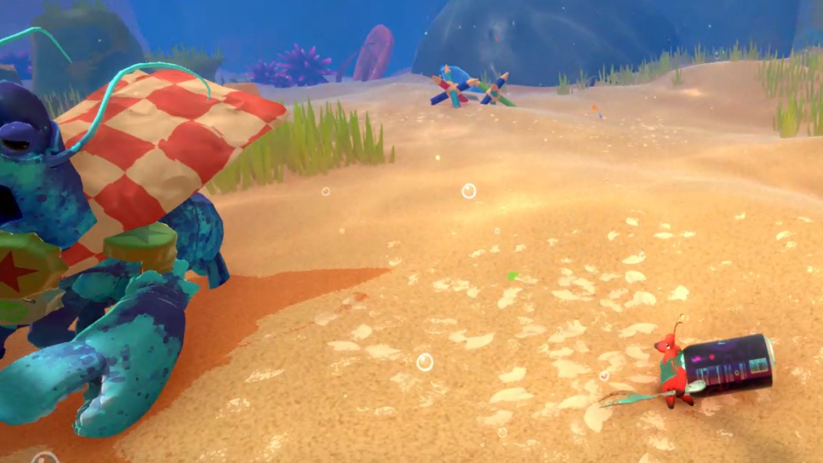 Kril fights Nephro as the lobster circles around him.