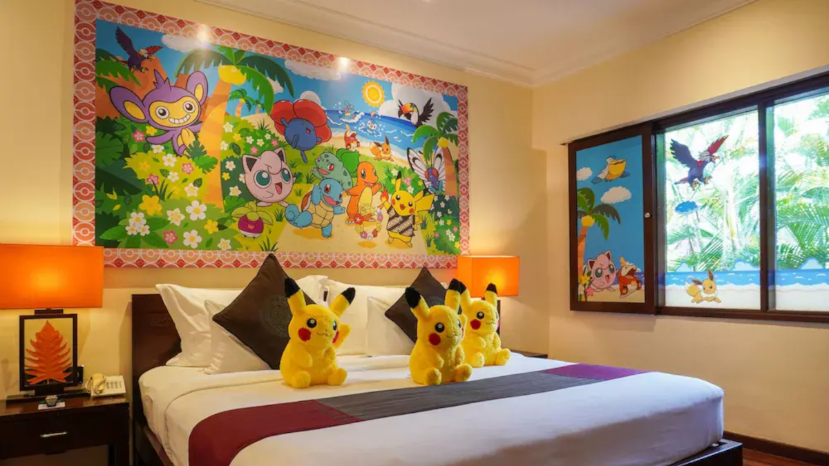 Pikachu plushes on Pokemon room in Hotel Nikko Bali Benoa Beach