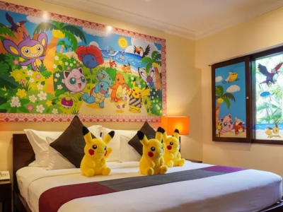 Pikachu plushes on Pokemon room in Hotel Nikko Bali Benoa Beach