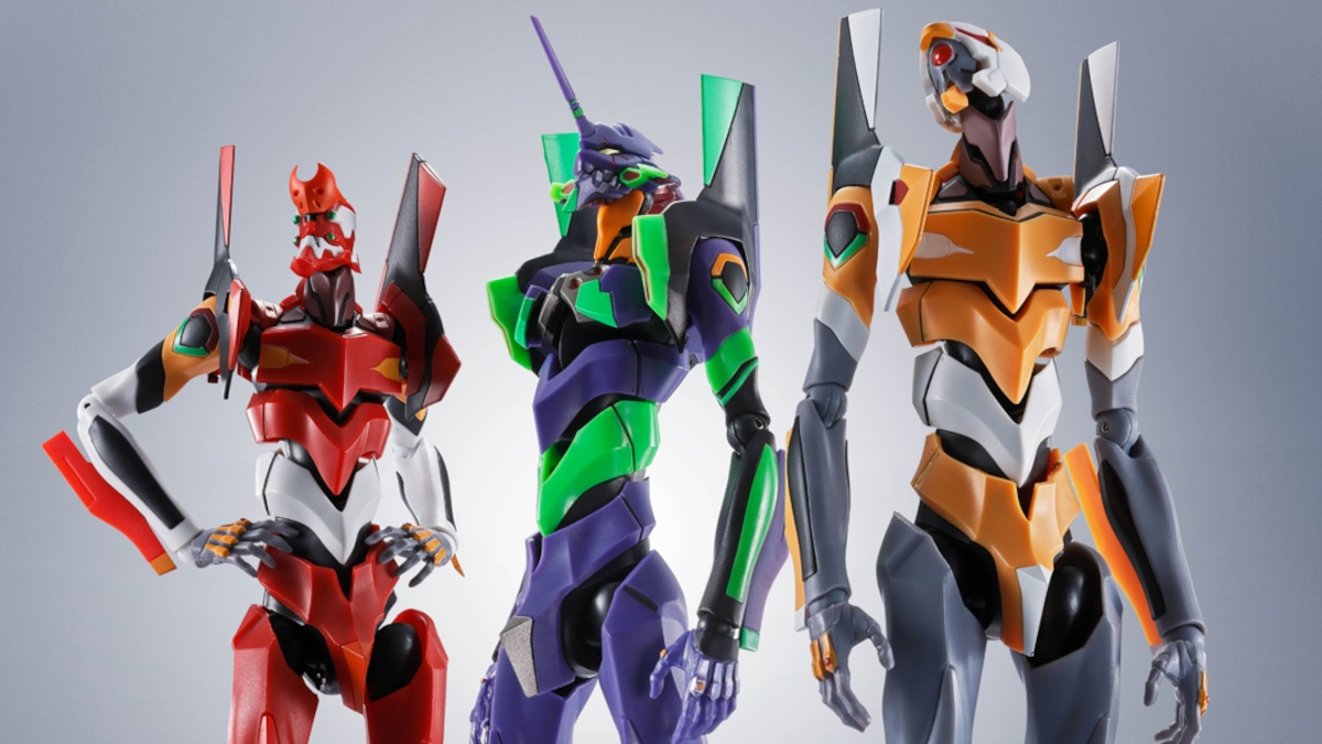 Robot Spirits Side EVA action figures of Evangelion Unit 02 01 and 00 Kai