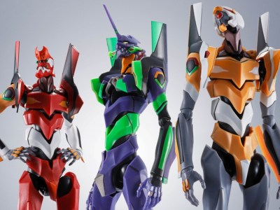 Robot Spirits Side EVA action figures of Evangelion Unit 02 01 and 00 Kai
