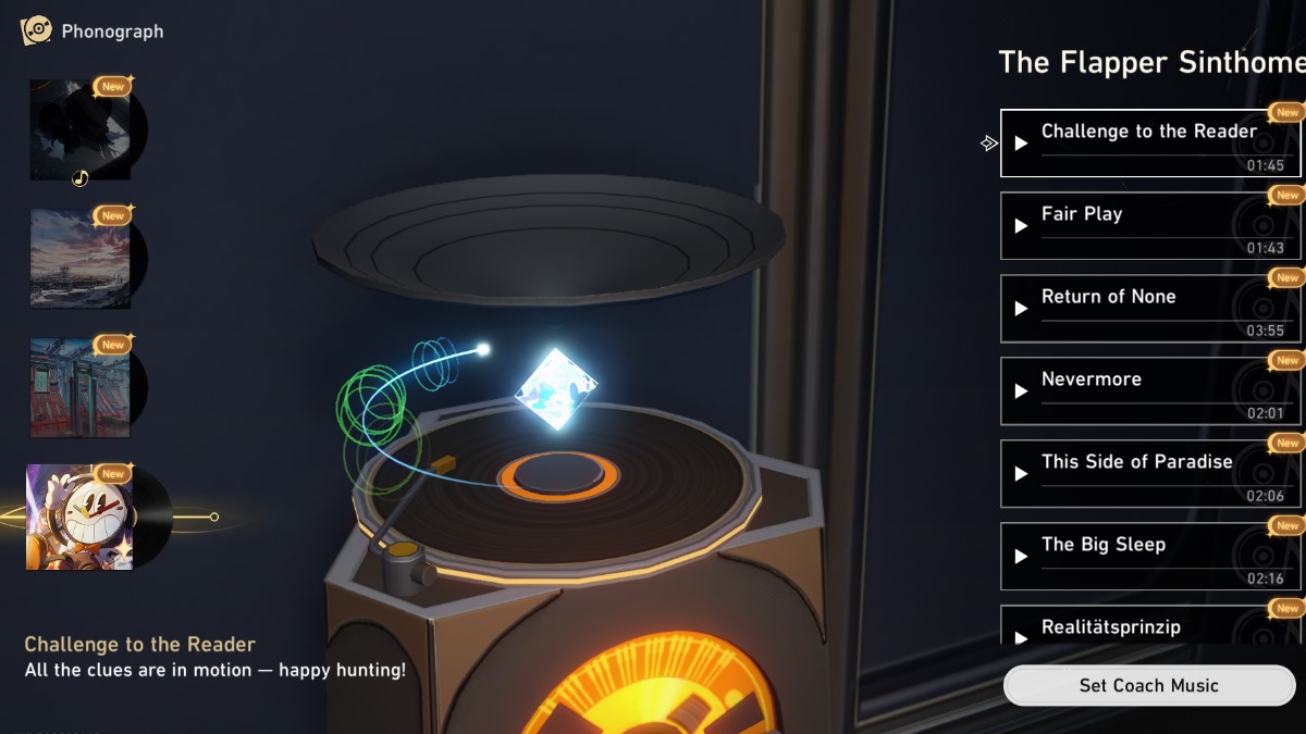 A phonograph with all the songs you can play listed