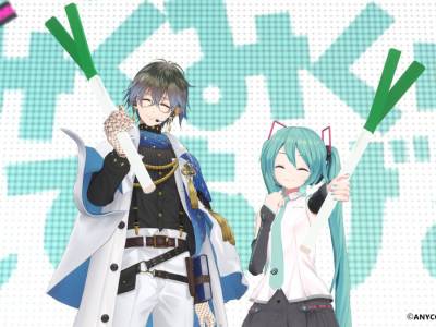 Hatsune Miku appeared at the 3D model debut of Nijisanji Vtuber Ike Eveland and sang two songs with the performer.