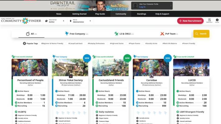 FFXIV Community Finder Adds Founding Member Recruitment
