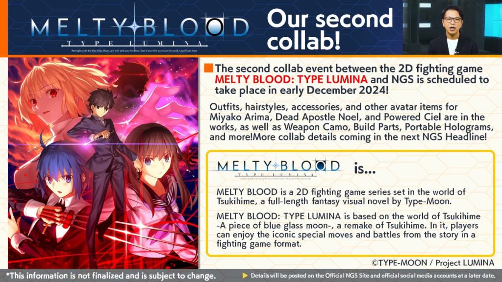 Melty Blood Type Lumina crossover content wave 2 for Phantasy Star Online PSO2 New Genesis