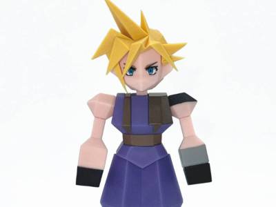Cloud Polygon Figure Based on Original Final Fantasy VII Model